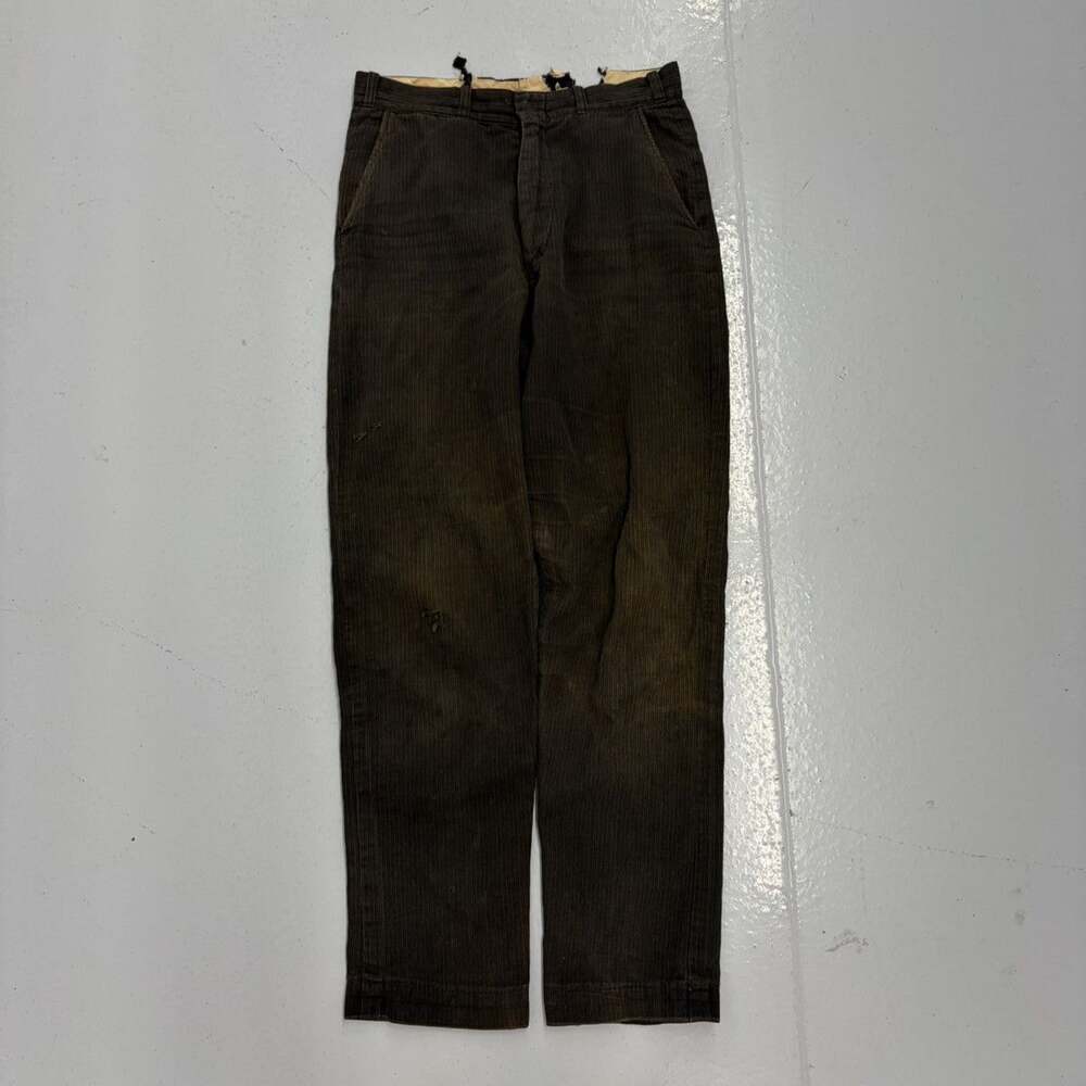 Vintage 50s Black Pique Distressed Workwear Pants 27x28